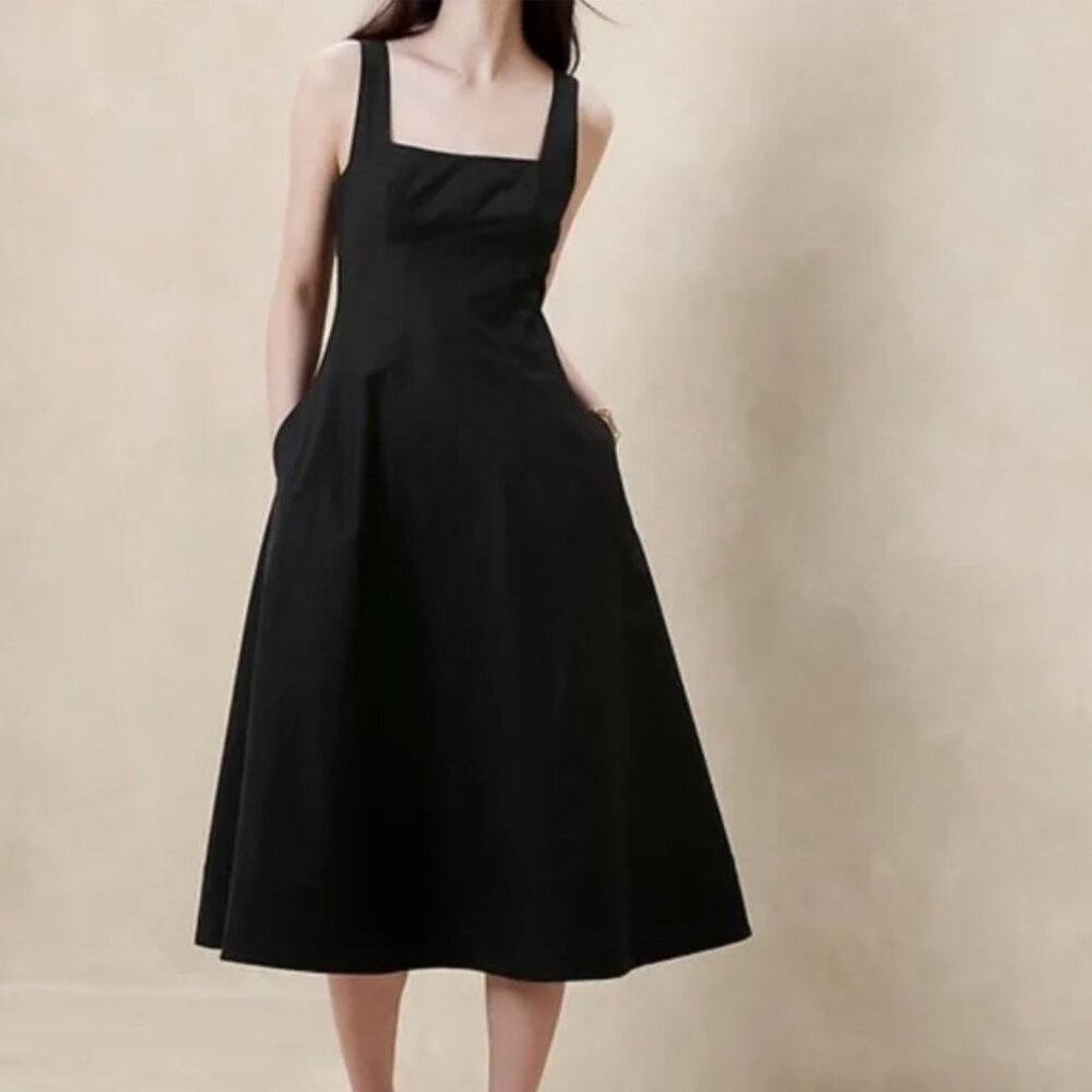 Banana Republic Natalia Square-Neck Midi Dress Petite 00